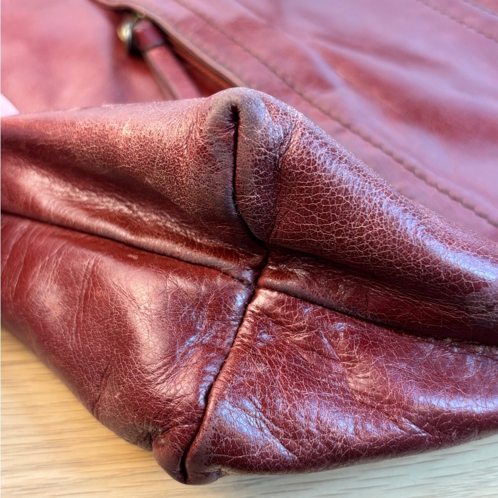 Vintage HOBO “Lennon” Deep Burgundy Leather Satchel w/ Tassel - Picture 13 of 14